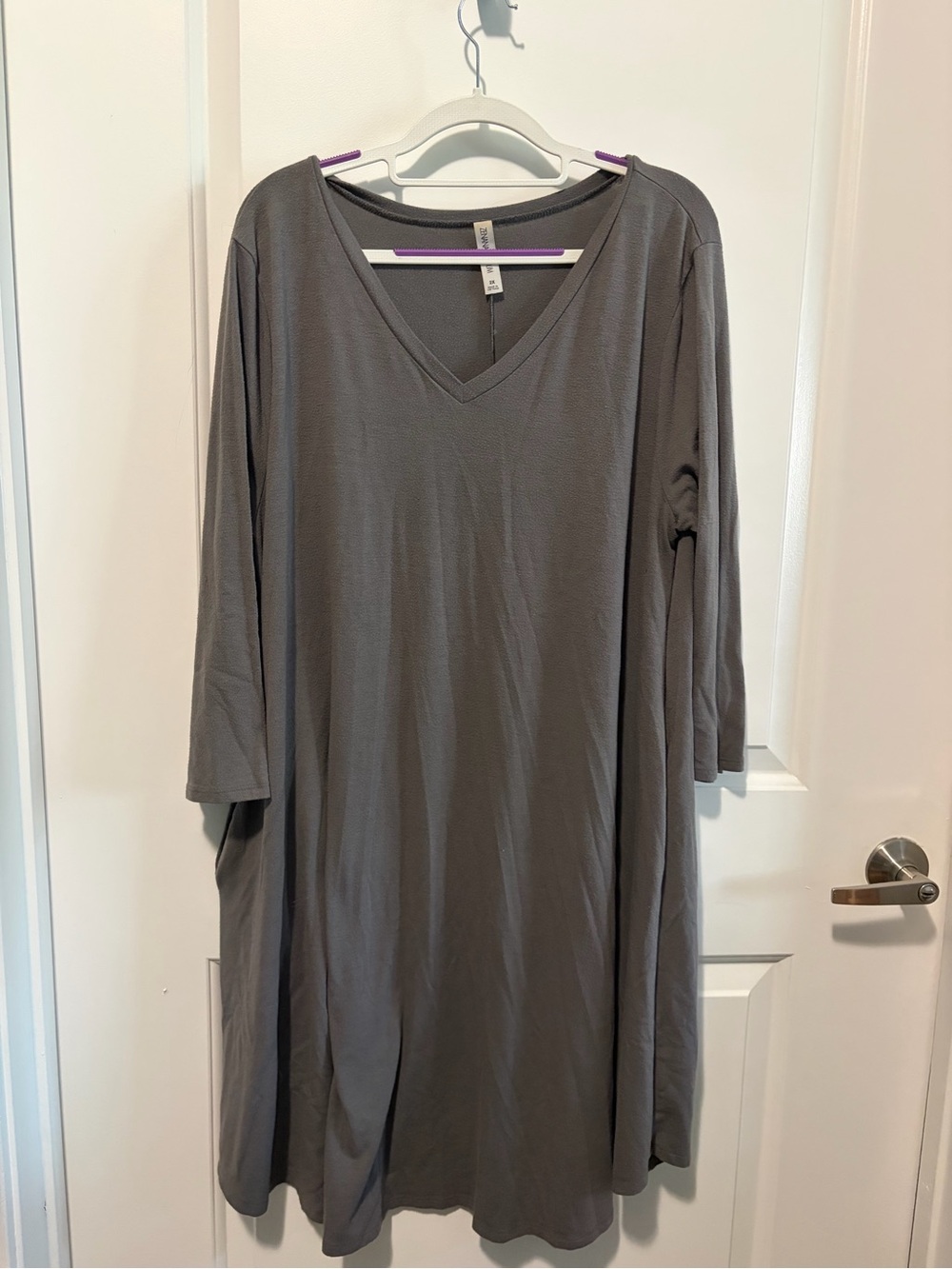 Zenana Outfitters V-Neck Midi Dress - Gray